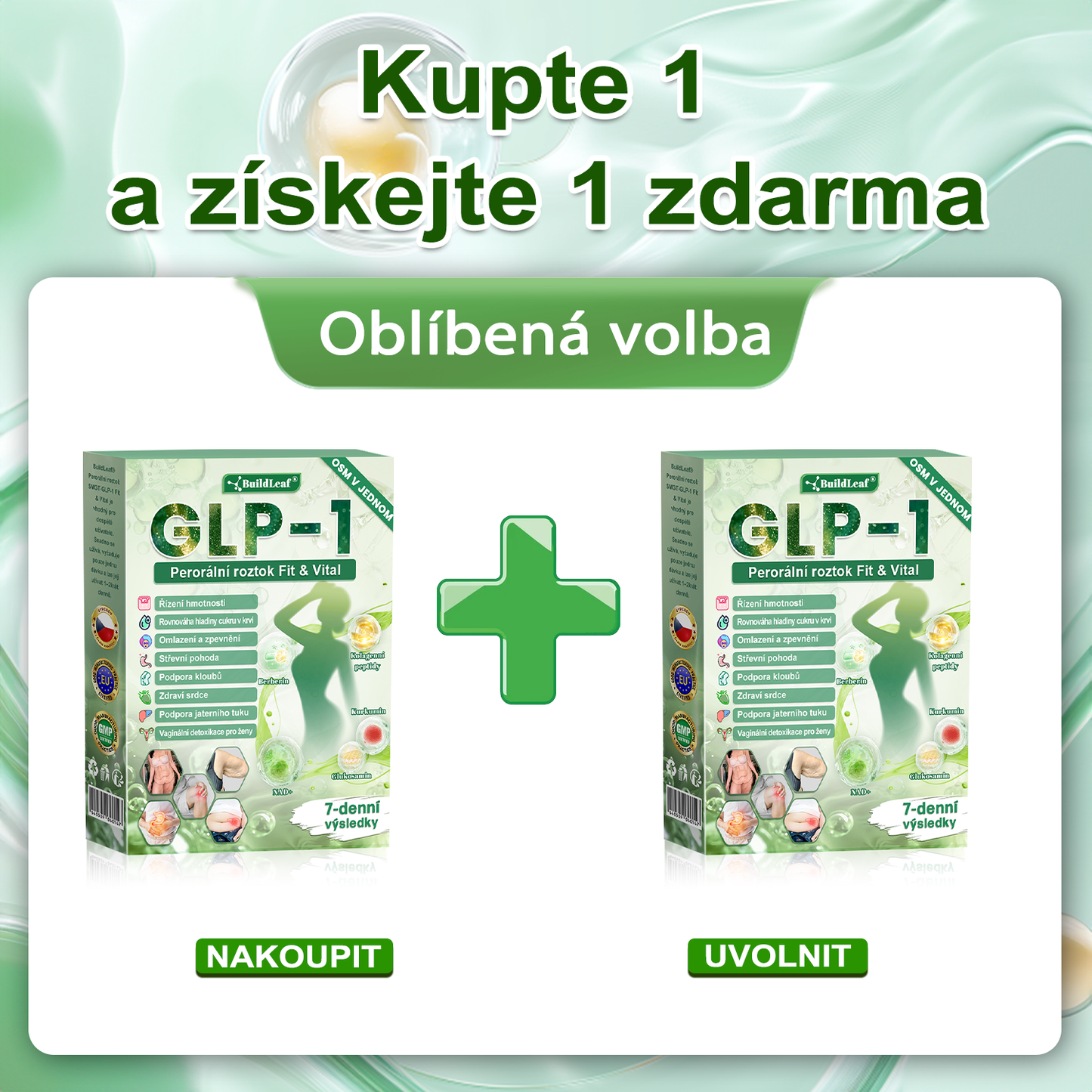 BuildLeaf® GLP-1 8-v-1 Fit & Vital Řešení ✨✨ (Jednou denně, viditelné změny za 7 dní) ✅ Obezita, kardiovaskulární zdraví, cukrovka, spánková apnoe, zdraví střev, problémy se klouby a další.