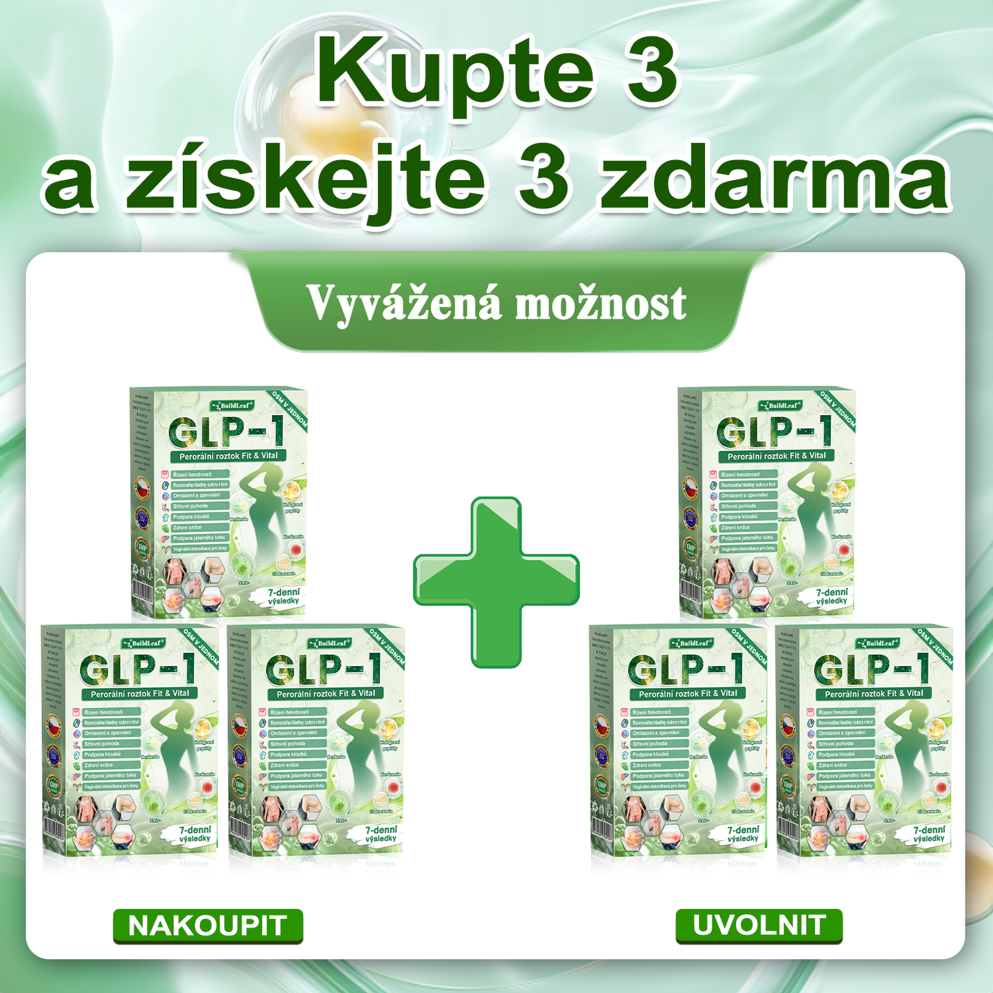 BuildLeaf® GLP-1 8-v-1 Fit & Vital Řešení ✨✨ (Jednou denně, viditelné změny za 7 dní) ✅ Obezita, kardiovaskulární zdraví, cukrovka, spánková apnoe, zdraví střev, problémy se klouby a další.